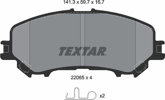 Textar 2206503 - Bremžu uzliku kompl., Disku bremzes adetalas.lv