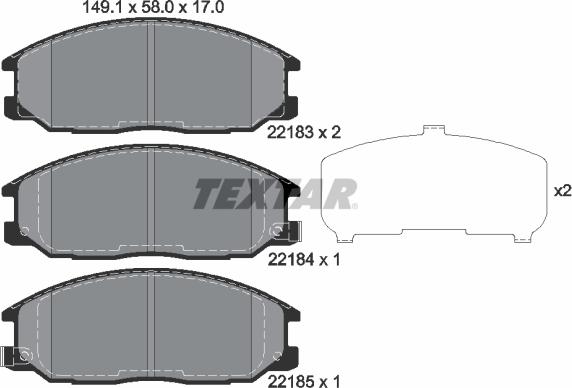 Textar 2218301 - Bremžu uzliku kompl., Disku bremzes adetalas.lv