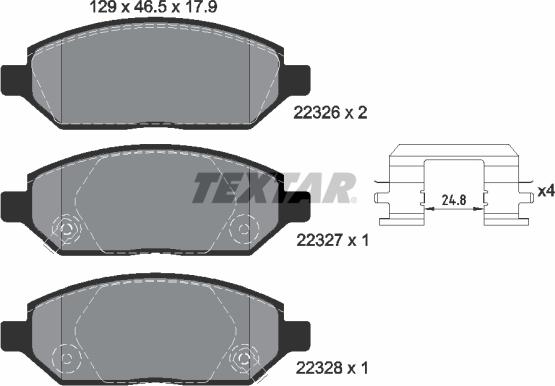 Textar 2232601 - Bremžu uzliku kompl., Disku bremzes adetalas.lv