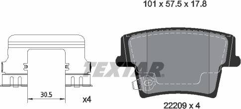 Textar 2220901 - Bremžu uzliku kompl., Disku bremzes adetalas.lv