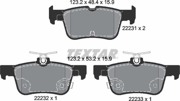 Textar 2223101 - Bremžu uzliku kompl., Disku bremzes adetalas.lv