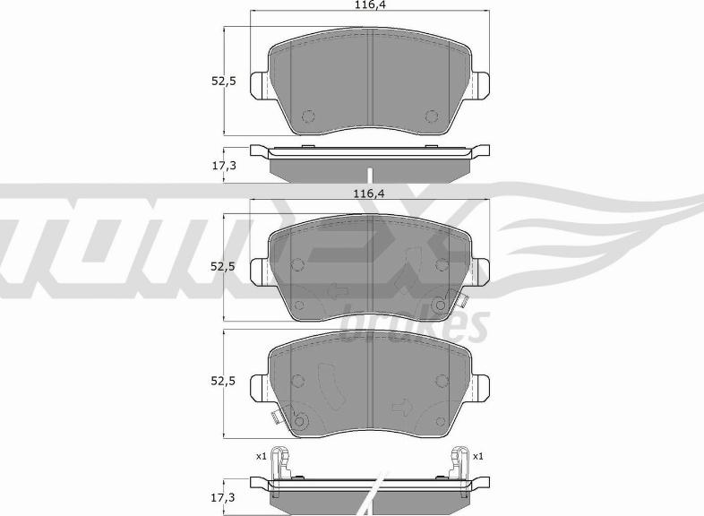 TOMEX brakes TX 14-161 - Bremžu uzliku kompl., Disku bremzes adetalas.lv