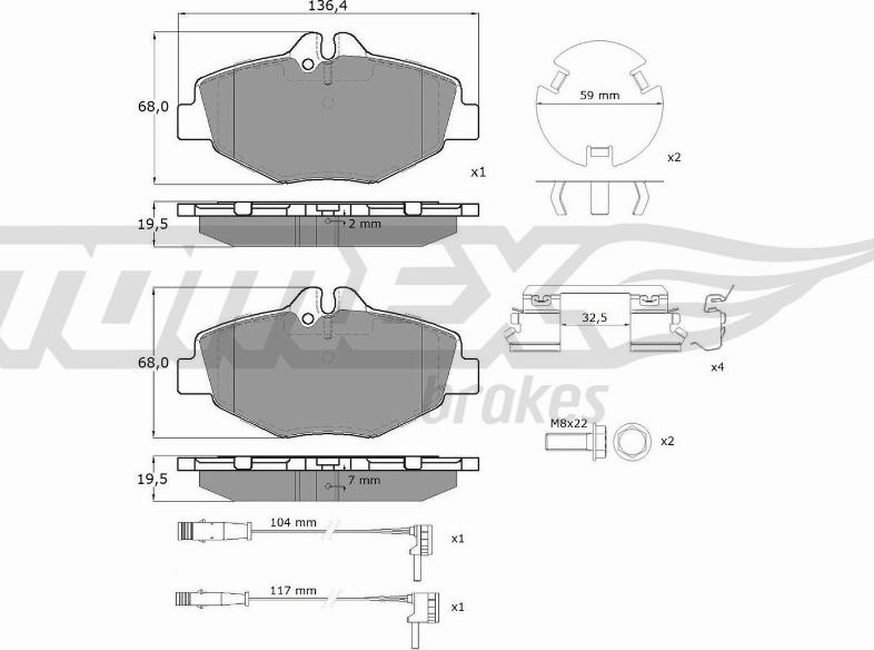 TOMEX brakes TX 14-29 - Bremžu uzliku kompl., Disku bremzes adetalas.lv