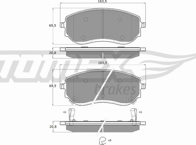 TOMEX brakes TX 15-65 - Bremžu uzliku kompl., Disku bremzes adetalas.lv