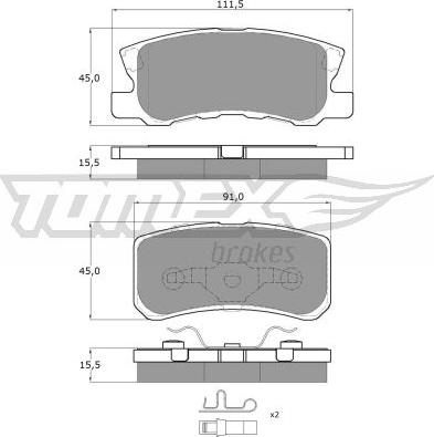 TOMEX brakes TX 15-04 - Bremžu uzliku kompl., Disku bremzes adetalas.lv