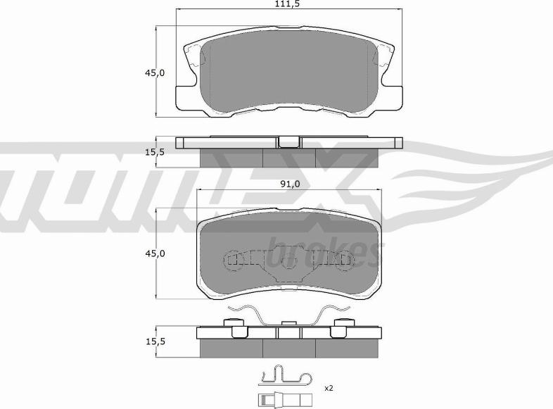 TOMEX brakes TX 15-04 - Bremžu uzliku kompl., Disku bremzes adetalas.lv