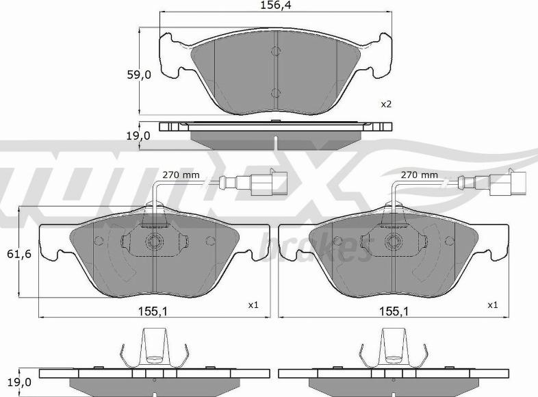 TOMEX brakes TX 15-05 - Bremžu uzliku kompl., Disku bremzes adetalas.lv