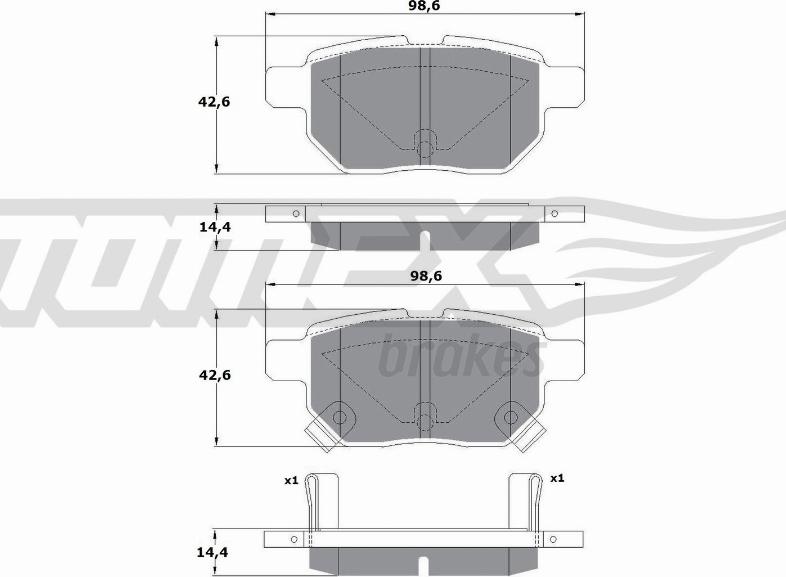 TOMEX brakes TX 15-01 - Bremžu uzliku kompl., Disku bremzes adetalas.lv