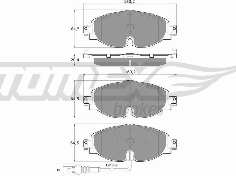 TOMEX brakes TX 16-97 - Bremžu uzliku kompl., Disku bremzes adetalas.lv