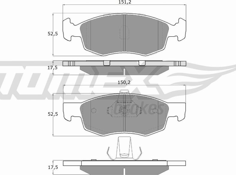 TOMEX brakes TX 16-61 - Bremžu uzliku kompl., Disku bremzes adetalas.lv