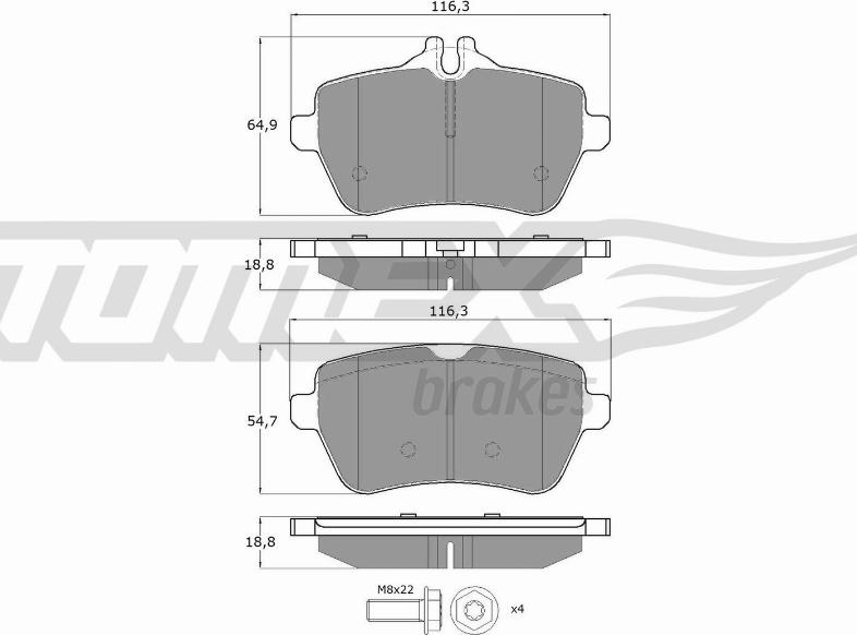 TOMEX brakes TX 18-78 - Bremžu uzliku kompl., Disku bremzes adetalas.lv