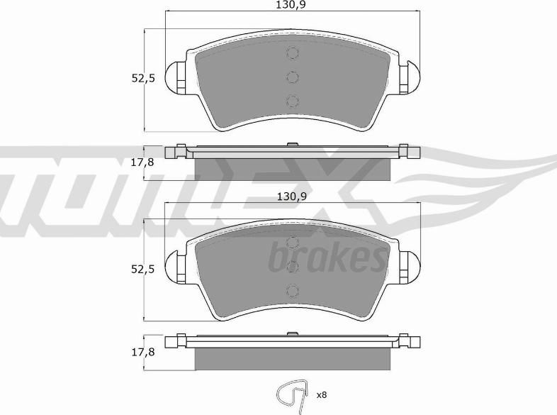 TOMEX brakes TX 13-44 - Bremžu uzliku kompl., Disku bremzes adetalas.lv