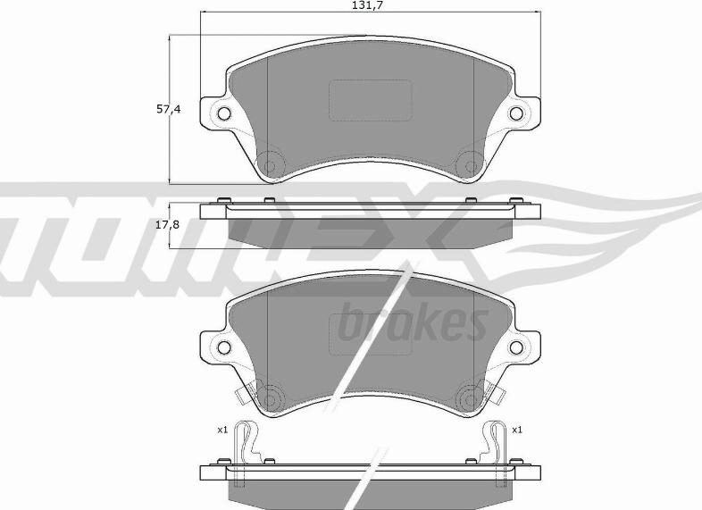 TOMEX brakes TX 13-74 - Bremžu uzliku kompl., Disku bremzes adetalas.lv