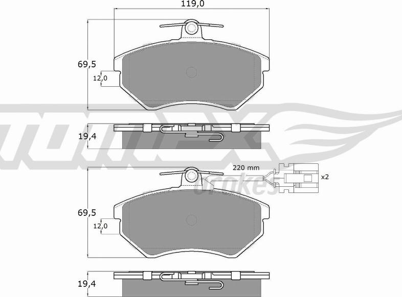 TOMEX brakes TX 12-04 - Bremžu uzliku kompl., Disku bremzes adetalas.lv