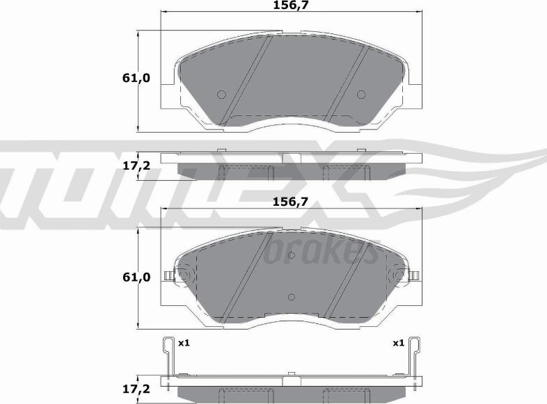 TOMEX brakes TX 17-44 - Bremžu uzliku kompl., Disku bremzes adetalas.lv