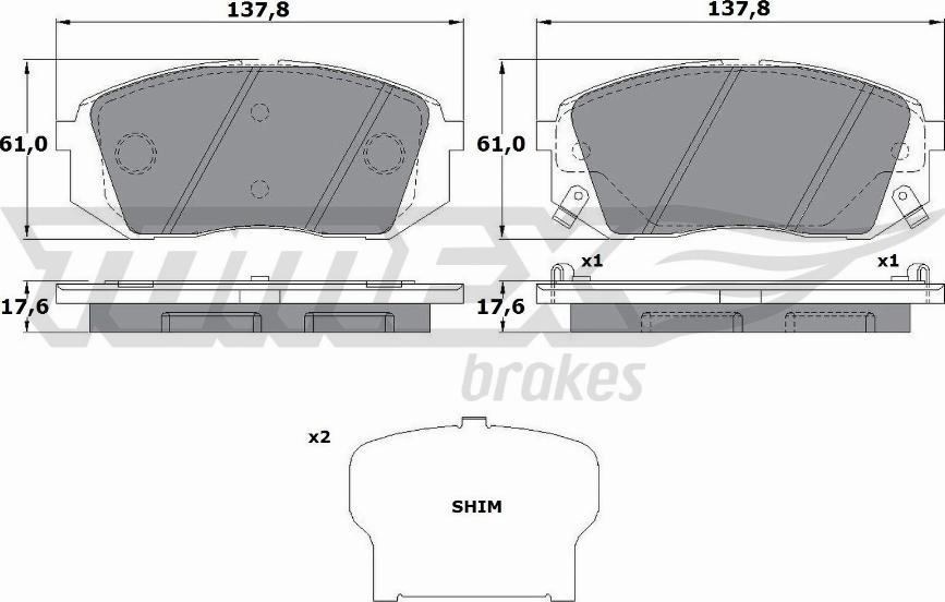 TOMEX brakes TX 17-47 - Bremžu uzliku kompl., Disku bremzes adetalas.lv