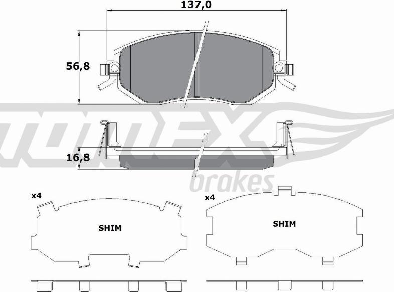 TOMEX brakes TX 17-65 - Bremžu uzliku kompl., Disku bremzes adetalas.lv