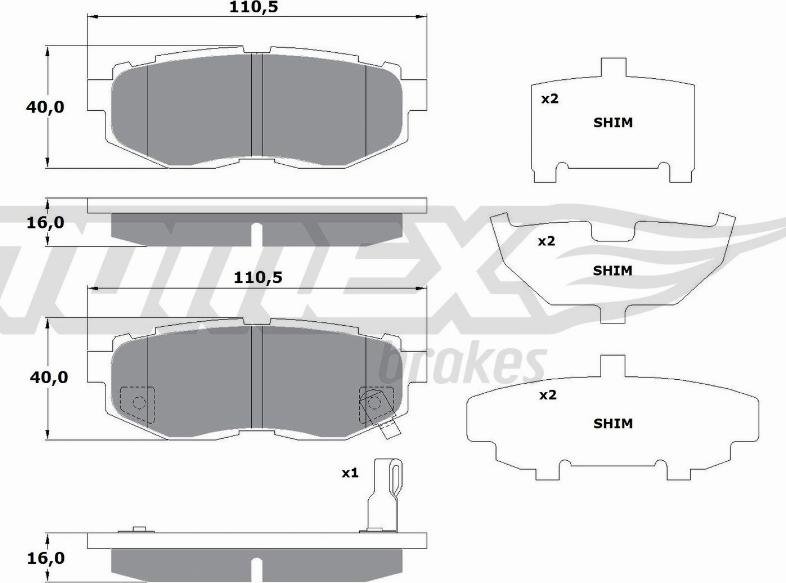 TOMEX brakes TX 17-66 - Bremžu uzliku kompl., Disku bremzes adetalas.lv