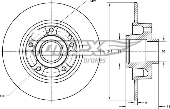 TOMEX brakes TX 73-611 - Bremžu diski adetalas.lv