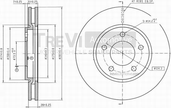 Trevi Automotive BD1162 - Bremžu diski adetalas.lv