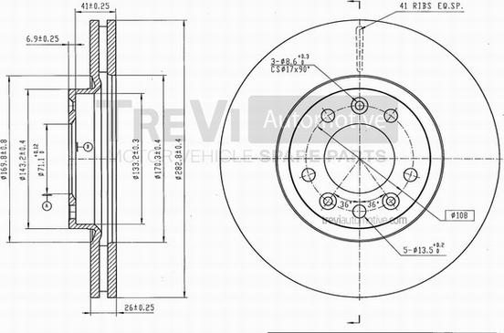 Trevi Automotive BD1137 - Bremžu diski adetalas.lv