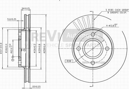 Trevi Automotive BD1129 - Bremžu diski adetalas.lv