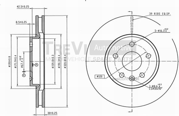 Trevi Automotive BD1248 - Bremžu diski adetalas.lv