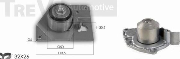 Trevi Automotive KD1273HP - Ūdenssūknis + Zobsiksnas komplekts adetalas.lv