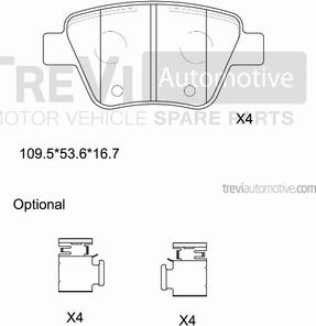 Trevi Automotive PF1451 - Bremžu uzliku kompl., Disku bremzes adetalas.lv