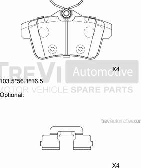 Trevi Automotive PF1424 - Bremžu uzliku kompl., Disku bremzes adetalas.lv