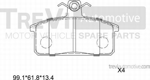 Trevi Automotive PF1425 - Bremžu uzliku kompl., Disku bremzes adetalas.lv