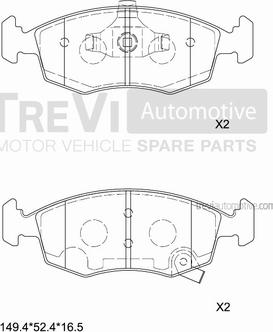 Trevi Automotive PF1477 - Bremžu uzliku kompl., Disku bremzes adetalas.lv