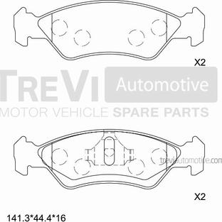 Trevi Automotive PF1552 - Bremžu uzliku kompl., Disku bremzes adetalas.lv