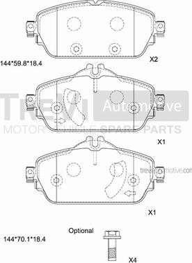 Trevi Automotive PF1534 - Bremžu uzliku kompl., Disku bremzes adetalas.lv