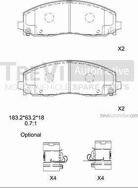 Trevi Automotive PF1525 - Bremžu uzliku kompl., Disku bremzes adetalas.lv