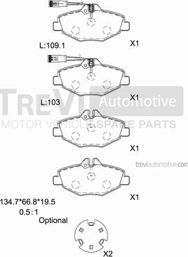 Trevi Automotive PF1093 - Bremžu uzliku kompl., Disku bremzes adetalas.lv