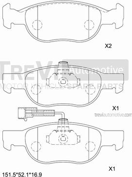 Trevi Automotive PF1042 - Bremžu uzliku kompl., Disku bremzes adetalas.lv