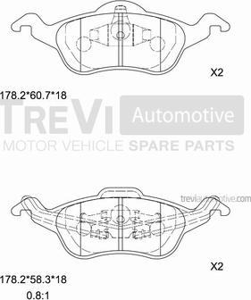 Trevi Automotive PF1061 - Bremžu uzliku kompl., Disku bremzes adetalas.lv