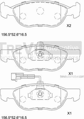 Trevi Automotive PF1012 - Bremžu uzliku kompl., Disku bremzes adetalas.lv