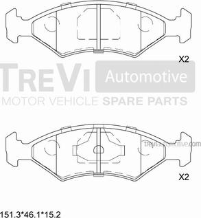 Trevi Automotive PF1021 - Bremžu uzliku kompl., Disku bremzes adetalas.lv