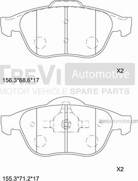 Trevi Automotive PF1107 - Bremžu uzliku kompl., Disku bremzes adetalas.lv