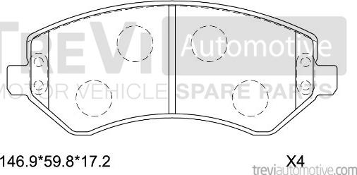 Trevi Automotive PF1174 - Bremžu uzliku kompl., Disku bremzes adetalas.lv