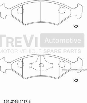 Trevi Automotive PF1344 - Bremžu uzliku kompl., Disku bremzes adetalas.lv