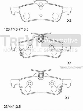 Trevi Automotive PF1364 - Bremžu uzliku kompl., Disku bremzes adetalas.lv