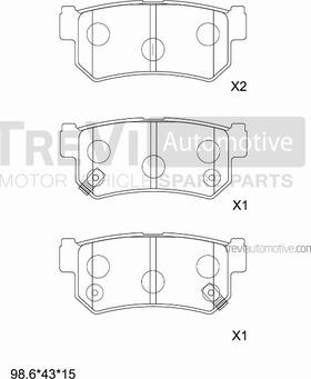 Trevi Automotive PF1318 - Bremžu uzliku kompl., Disku bremzes adetalas.lv