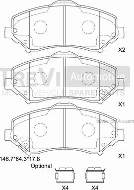 Trevi Automotive PF1384 - Bremžu uzliku kompl., Disku bremzes adetalas.lv