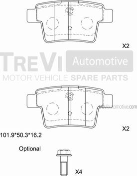 Trevi Automotive PF1298 - Bremžu uzliku kompl., Disku bremzes adetalas.lv