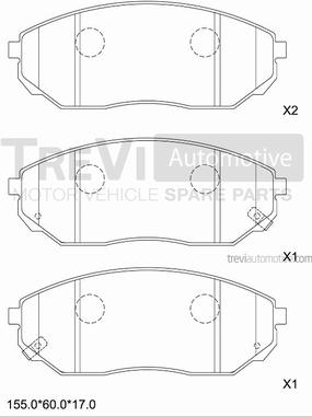 Trevi Automotive PF1245 - Bremžu uzliku kompl., Disku bremzes adetalas.lv