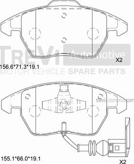 Trevi Automotive PF1242 - Bremžu uzliku kompl., Disku bremzes adetalas.lv