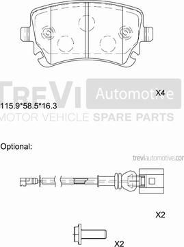 Trevi Automotive PF1213 - Bremžu uzliku kompl., Disku bremzes adetalas.lv